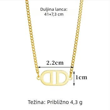 Bakreno ogrlica s dizajnom svinjske nosnice, pijesčno-zlatna boja, O-lanac, duljina 41–50 cm, ženski ljetni nakit