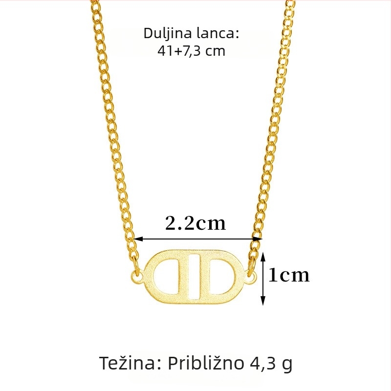 Bakreno ogrlica s dizajnom svinjske nosnice, pijesčno-zlatna boja, O-lanac, duljina 41–50 cm, ženski ljetni nakit