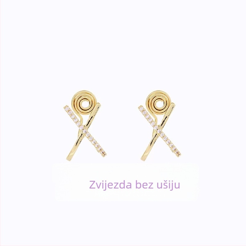 Lh-0039 Ženske clip-on naušnice, bez probijanja, mikro uloženi cirkon, minimalistički stil, lagani luksuz