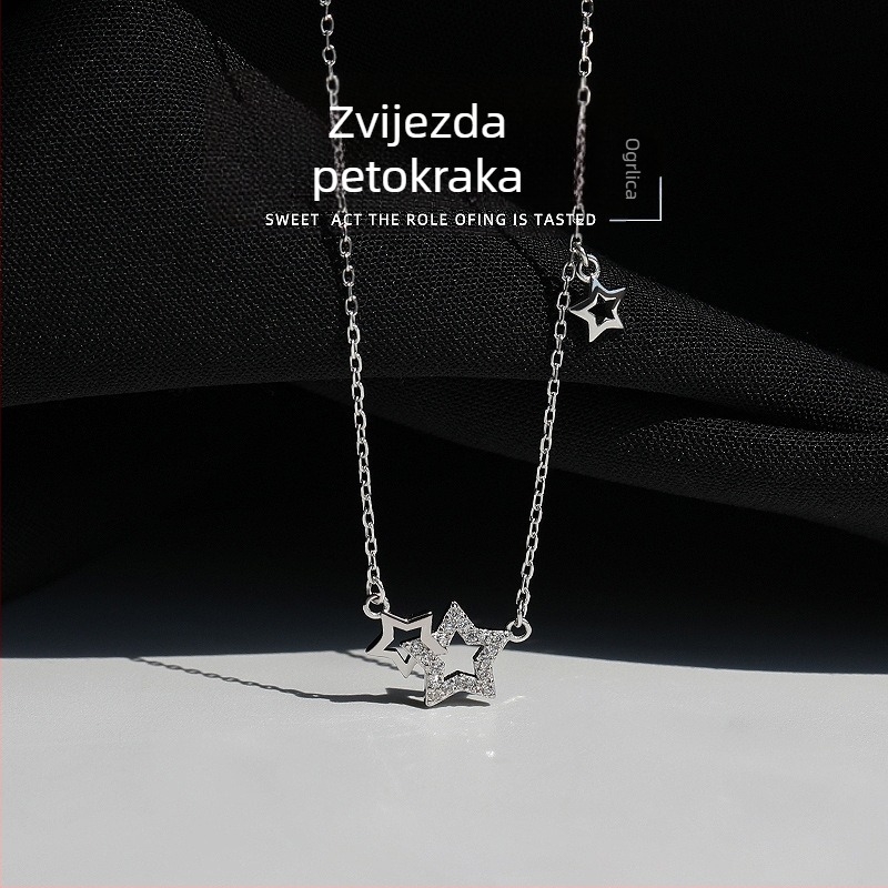 Ogrlica s prorezanom petokrakom zvijezdom za žene - lagani luksuz, nišni dizajn, minimalistički stil za ključnu kost