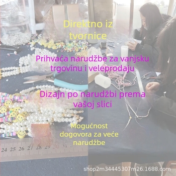 Zhou Shang ogrlica sa slatkim medvjedićem, imitacijskim perlama i rižinim biserima na ključnoj kosti
