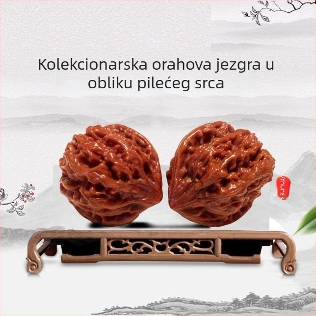 Prirodni privjesak od orahovog drveta, ručno izrezbaren lavlje glave s motivom qilina, dizajn s četiri kule