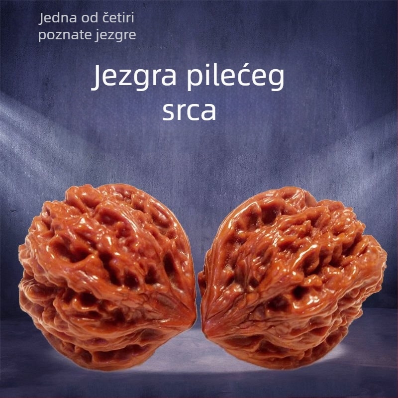 Prirodni privjesak od orahovog drveta, ručno izrezbaren lavlje glave s motivom qilina, dizajn s četiri kule