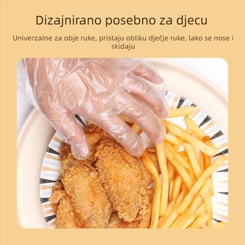 Dječje jednokratne rukavice s kvalitetom hrane, prozirne i debele, za kuhinju i catering, univerzalna veličina