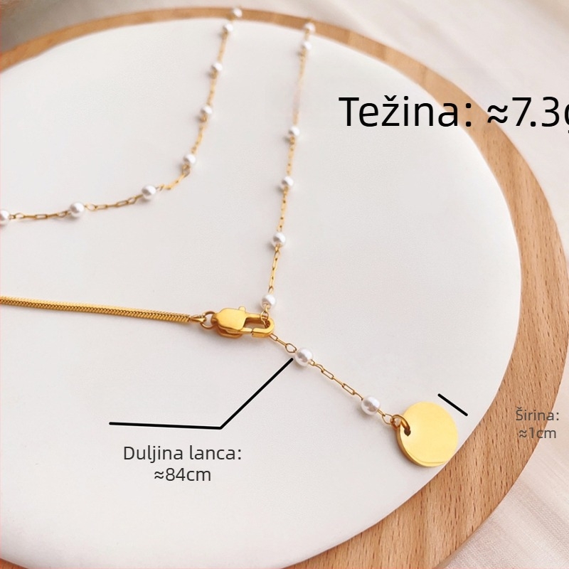Francuski stil, elegantna ogrlica s biserima, tanko spajanje, kubanska lančana ogrlica od titan čelika, 51–80 cm, otporna na izblijedivanje