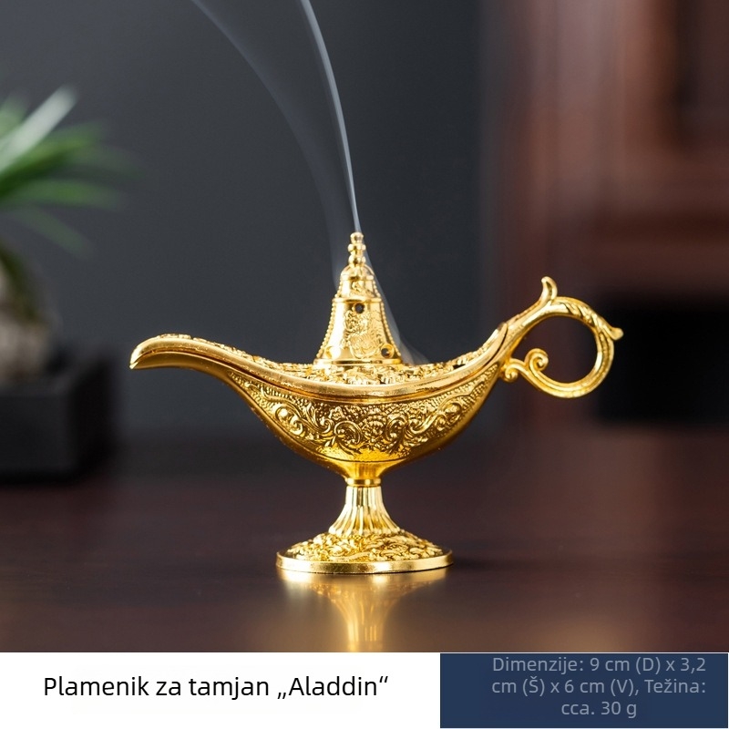 Incens lampa u obliku lampe Aladin, od cinkovog legura, motiv Kirin s uzorkom oblaka, miris agarwood, ukras za čajnu ceremoniju