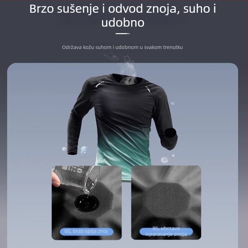 Muški badminton trening komplet, dugi rukav, brzo sušeći materijal, jesensko-zimska trening oprema, poliester