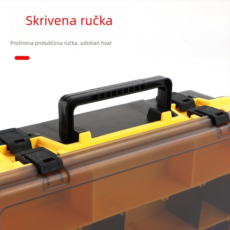 Dvostruka kutija za pohranu morskog ribolova sa ručkom, pretinci za mamce i varalice, prenosni organizator ribolovne opreme