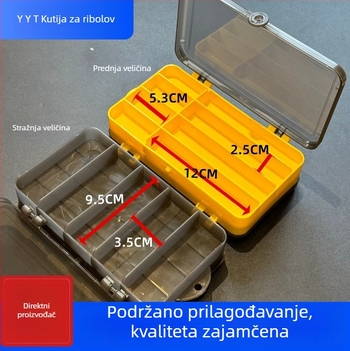 P2 model kutija za mamce s dvostrukim otvaranjem, prijenosna plastična kutija za opremu za ribolov, 127 g