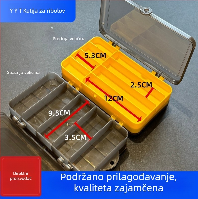 P2 model kutija za mamce s dvostrukim otvaranjem, prijenosna plastična kutija za opremu za ribolov, 127 g