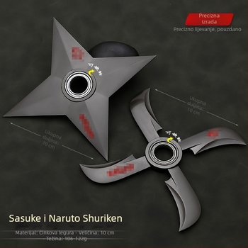 Set kunai i shuriken od legure – rotirajuće metalne replike oružja Naruto i Sasuke