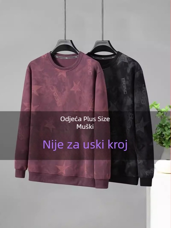 Yudu jiajun muški pulover s okruglim izrezom, slobodan kroj, plus veličina, 3D ispis, pamuk, za proljeće i jesen, 2024