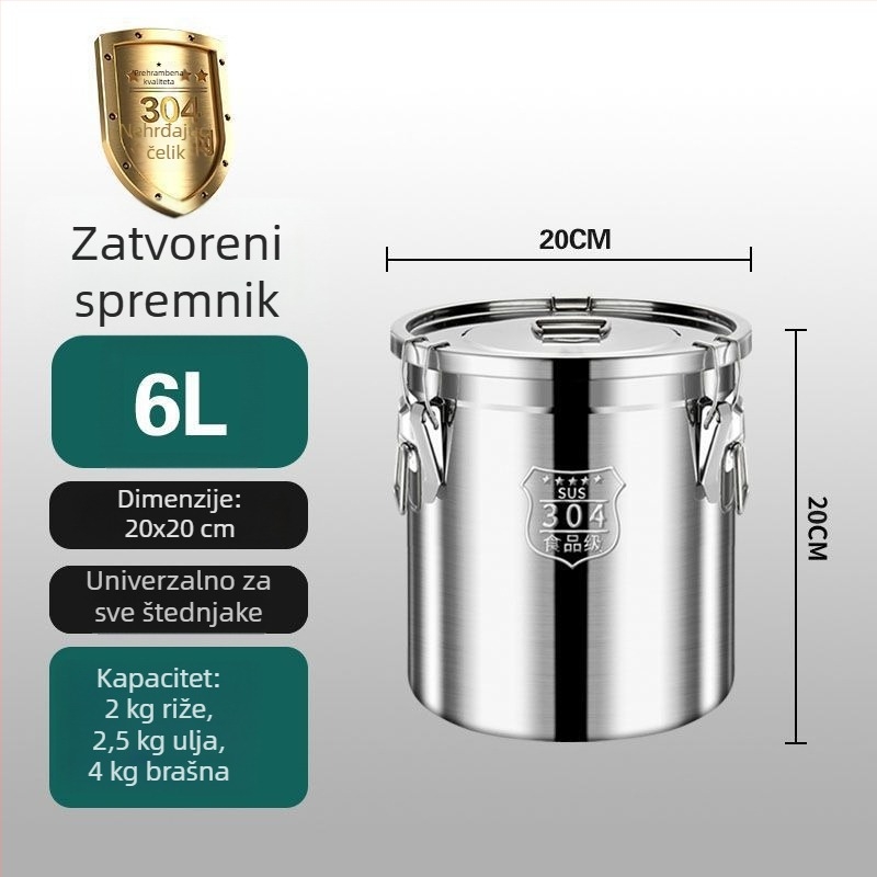 Spremnik od nehrđajućeg čelika 304, zatvoren, otporan na insekte i vlagu, višenamjenski spremnik za rižu, brašno, juhu i ulje (kapacitet ispod 4 L)