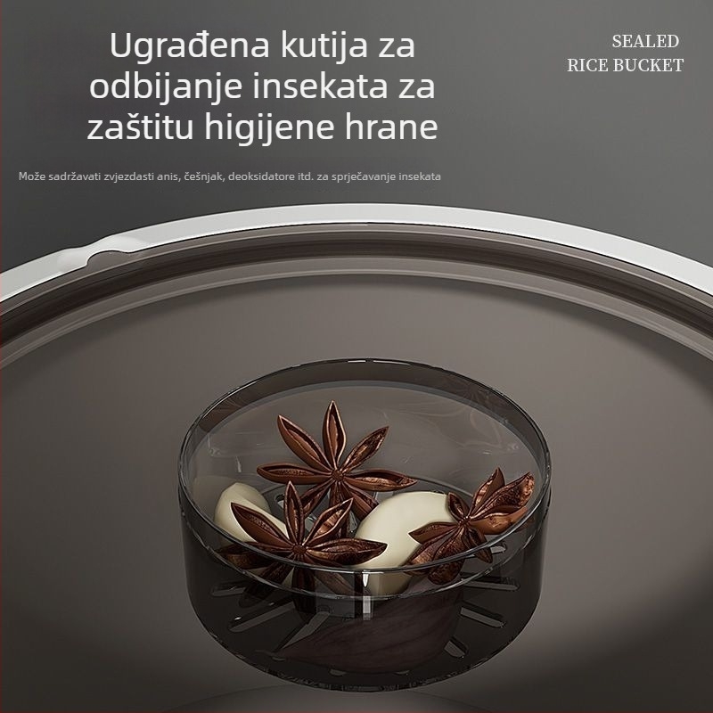 Posuda za rižu i brašno, hermetički zatvorena, zaštita od vlage i štetnika, kapacitet 4–5 L