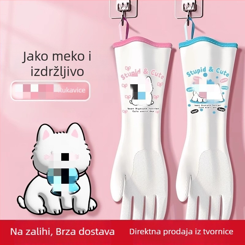 Nitrilne rukavice za kućanstvo: kuhinjska čišćenja, pranje posuđa, zimska debela podstava, produžena duljina, vodootporne zaštitne rukavice
