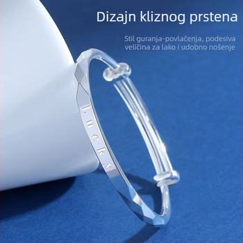 Lucky ženska narukvica od bijelog bakra, precizna izrada, podesiva klizačka narukvica, minimalistički ljetni nakit, jedinstven dizajn