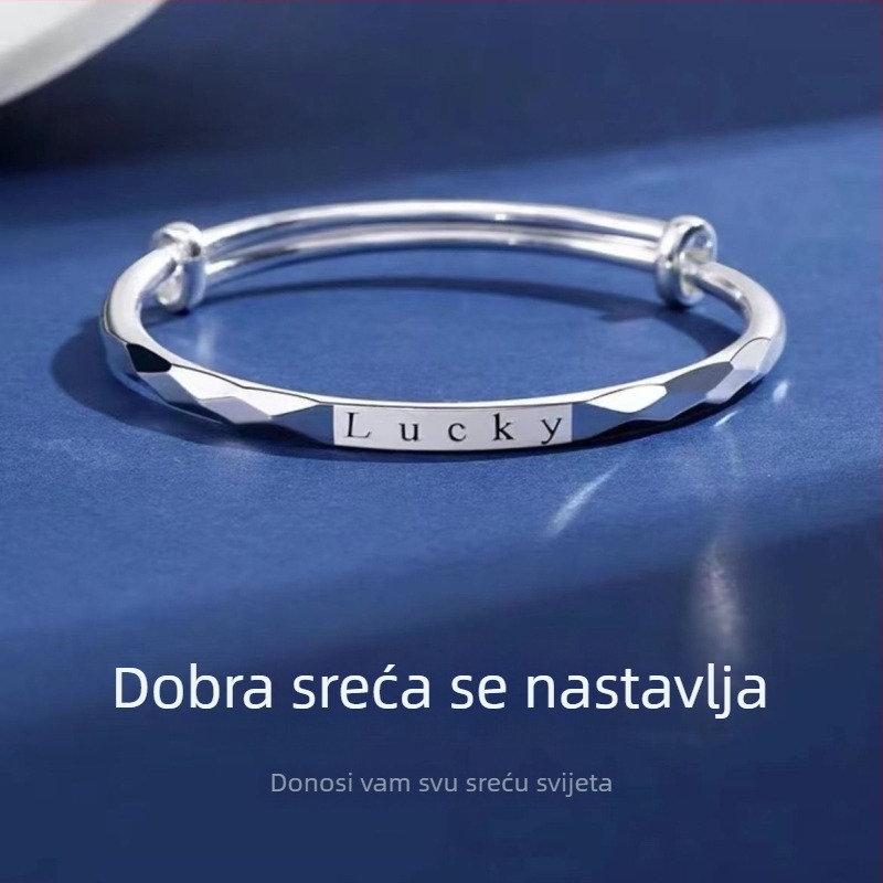 Lucky ženska narukvica od bijelog bakra, precizna izrada, podesiva klizačka narukvica, minimalistički ljetni nakit, jedinstven dizajn