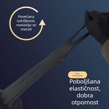 Jednokratne nitril rukavice, debele i otporne na trošenje, crne, prehrambene kvalitete, s teksturiranom površinom protiv klizanja, za kuhinju, kućnu upotrebu i ljepotu/frizuru