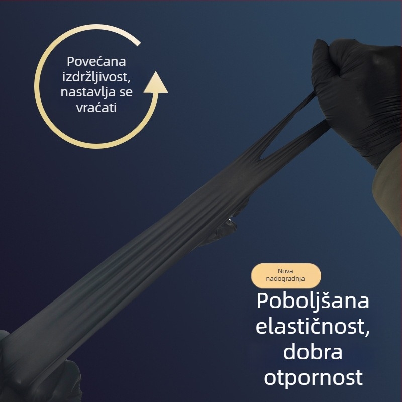 Jednokratne nitril rukavice, debele i otporne na trošenje, crne, prehrambene kvalitete, s teksturiranom površinom protiv klizanja, za kuhinju, kućnu upotrebu i ljepotu/frizuru