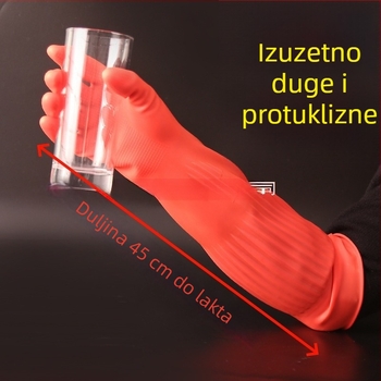 Debeli i produženi gumeni rukavice za pranje rublja i kućanstva, vodootporne, s flis podstavom, za žene