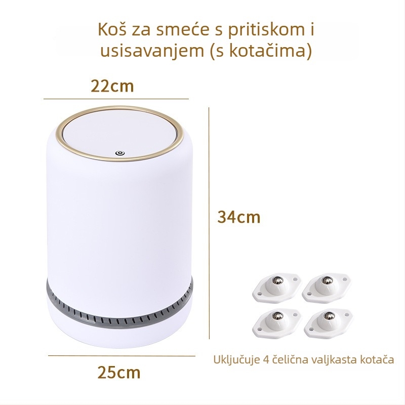 Kućni kanta za smeće s poklopcem koji se otvara pritiskom, velikog kapaciteta, s kotačićima, za kuhinju i kupaonicu, dvostruki spremnik, sustav adsorpcije zraka pod tlakom