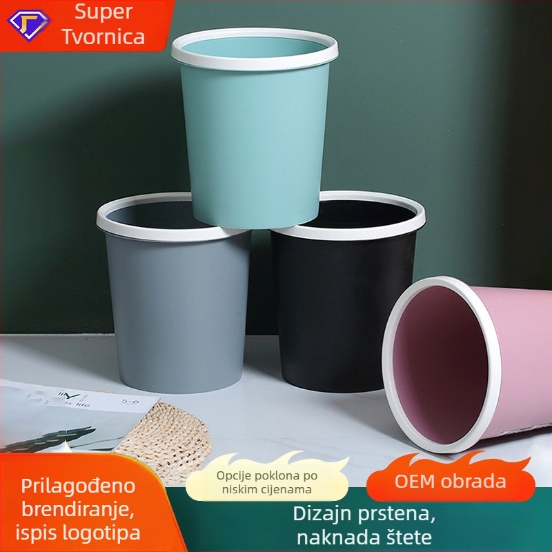 12L plastični koš za otpatke, dugačak cilindrični oblik, pogodan za kupaonu, kuhinju i dnevni boravak