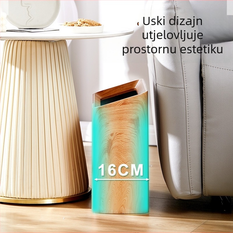 Kantica otpada s dvostrukim odjelom, nordijskog drvenog uzorka, četvrtasti oblik, 4 L, kućna upotreba