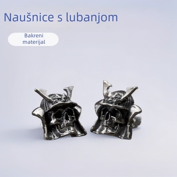 Naušnice s lubanjom za Halloween – bakreni, punk stil, unisex