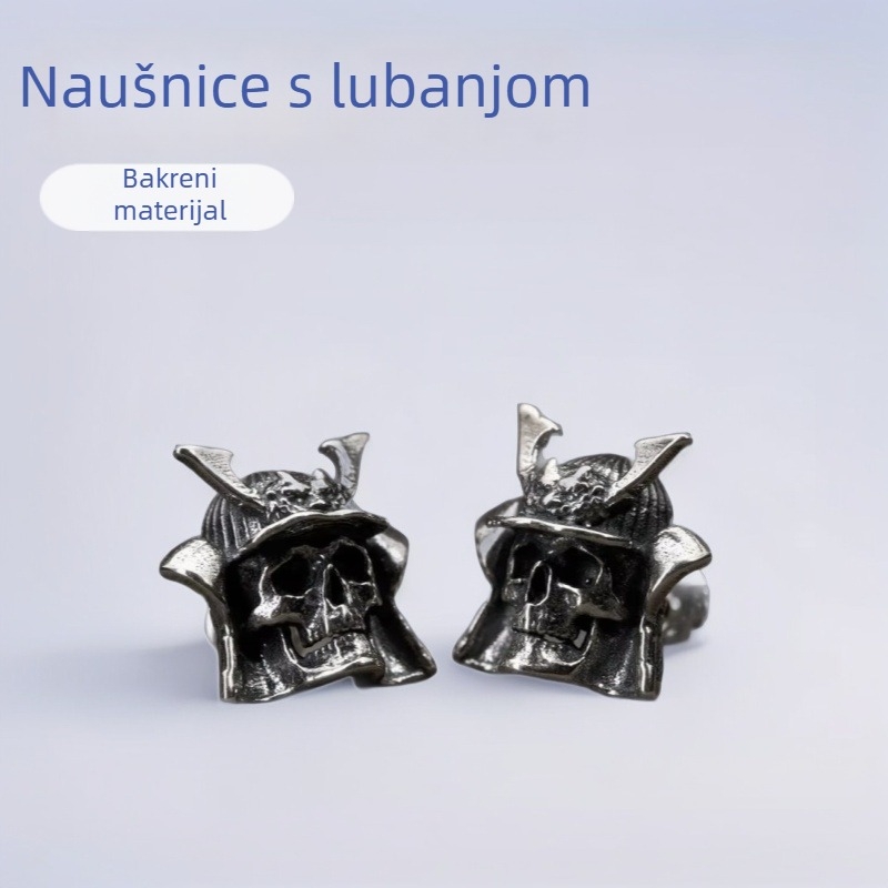 Naušnice s lubanjom za Halloween – bakreni, punk stil, unisex