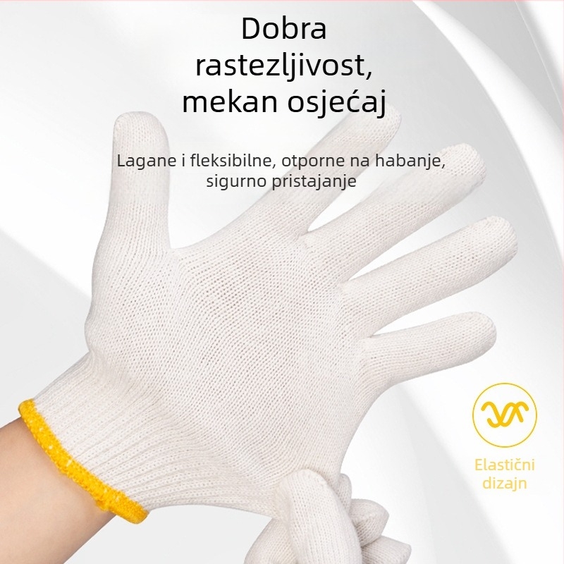 Deli radne rukavice, otporne na habanje, s pojačanim pamukom, bijeli pamuk, za građevinske radove