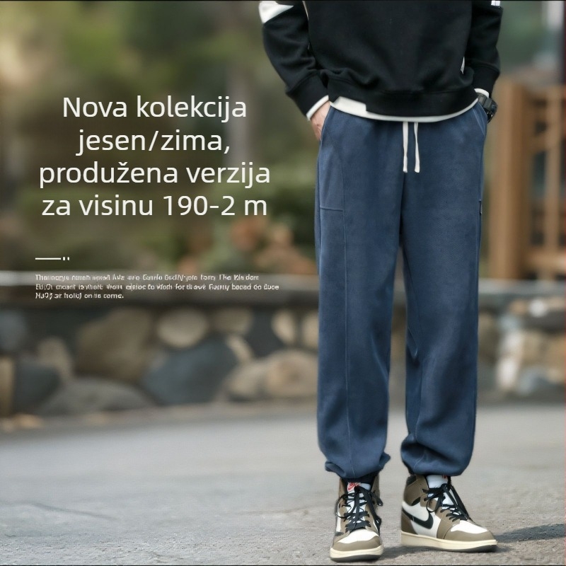 Muške casual hlače s produženom duljinom, opuštenog kroja, jogger hlače s manžetom, japanski streetwear stil 3589