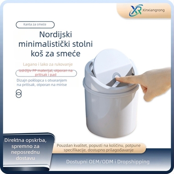 Stolni plastični koš za otpatke s poklopcem na ljuljanje, mini kućni koš u europskom stilu za dnevni boravak