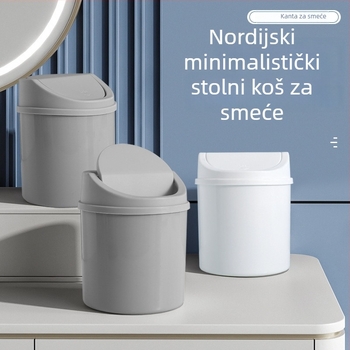 Stolni plastični koš za otpatke s poklopcem na ljuljanje, mini kućni koš u europskom stilu za dnevni boravak