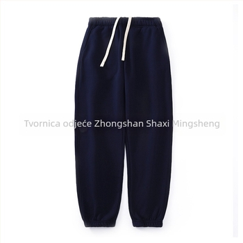 Muške trenerice od terry flisa – teška tkanina, minimalistički i svestrani stil, retro sportski casual, opuštena silueta s ravnim donjim dijelom