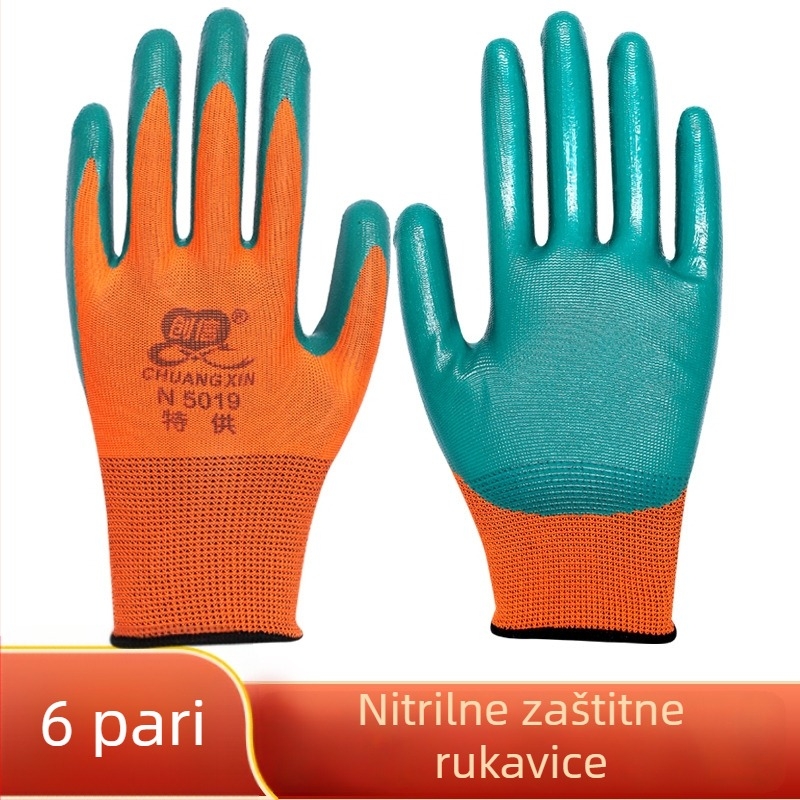 Chuangxin N5019 zaštitne rukavice, otporne na habanje, protivklizne, prozračne, latex-nitrilne rukavice za gradilište