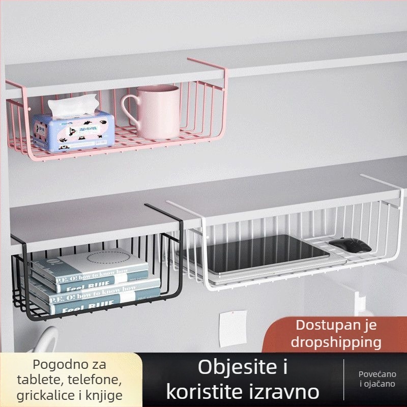 Regal ispod stola bez bušenja, viseća košara za dom, organizator kuhinjskih začina, jednoslojni stolni organizator