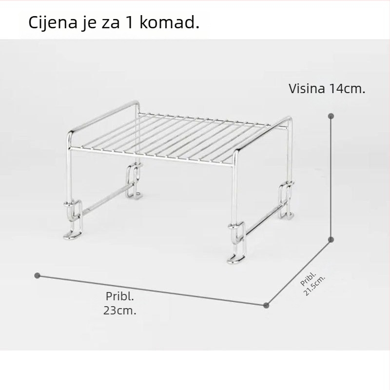 Regal od nehrđajućeg čelika 304, mogućnost slaganja, za tanjure, čaše i pribor, višestruki organizator u kuhinjskom ormariću