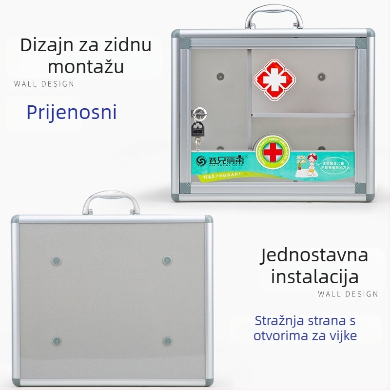 Zaključavajuća kutija za lijekove od aluminijske legure, višeslojna, zidna, s mogućnošću tiskanja logotipa