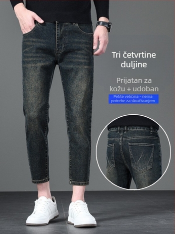 Muške premium elastične traperice s vintage stilom, duljina 9/10, proljeće–jesen 2025, svestrane casual hlače