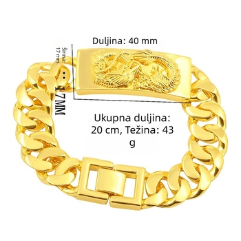 Muška narukvica s zlatim zmajem, od legure, geometrijski minimalistički dizajn