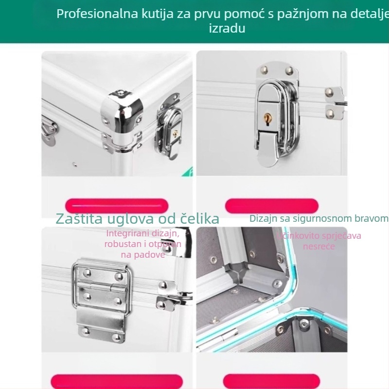 Kutija za lijekove od aluminijske legure, kućna upotreba, višenamjenska, prijenosna kutija prve pomoći