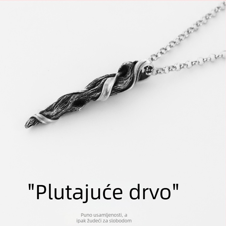 Driftwood ogrlica od 999 srebra - originalni dizajn za muškarce, premium stil