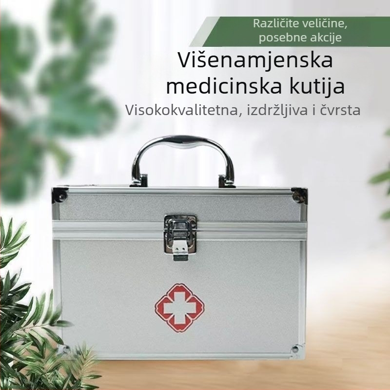 9-inčna kućna kutija za lijekove, aluminijska legura, velika kapaciteta za lijekove, medicinska hitna pomoć i kućne posjete