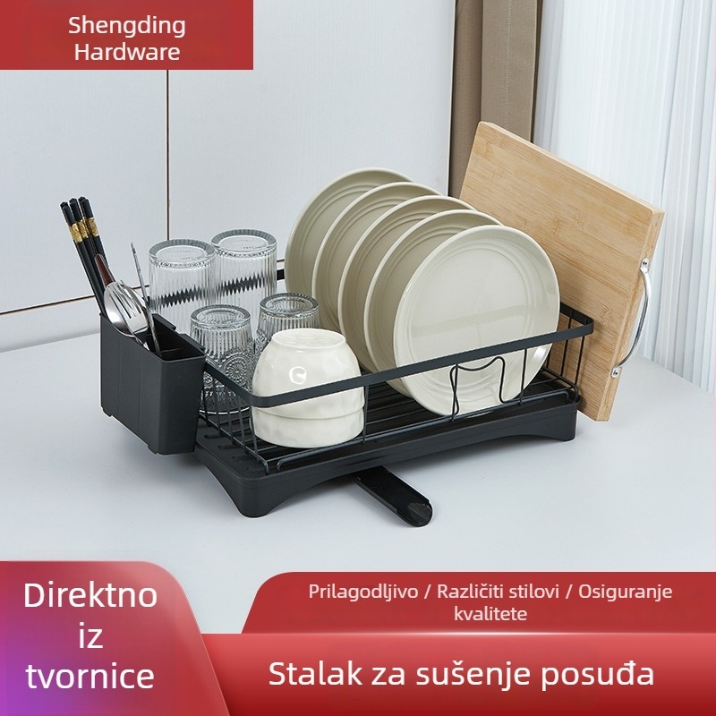 Nehrđajući čelični stalak za sušenje posuđa iznad sudopera, za zdjele, tanjure, štapiće i pribor