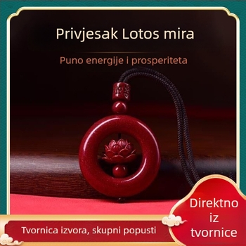 Cinabrni lotus privjesak za ogrlicu – unisex, ljubičasto-zlatni lotus amulet
