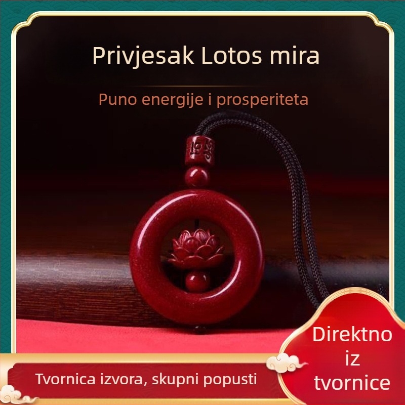 Cinabrni lotus privjesak za ogrlicu – unisex, ljubičasto-zlatni lotus amulet