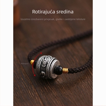 Pixiu privjesak, unisex, retro-etnički stil, rotirajuće perle sreće, ogrlica