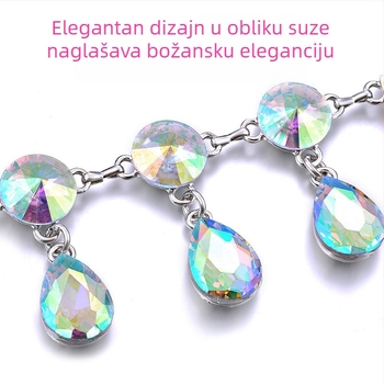 Novi svestrani pojas za ples trbuha s šarenim kristalima i privjeskom u obliku kapljice vode, produžene duljine