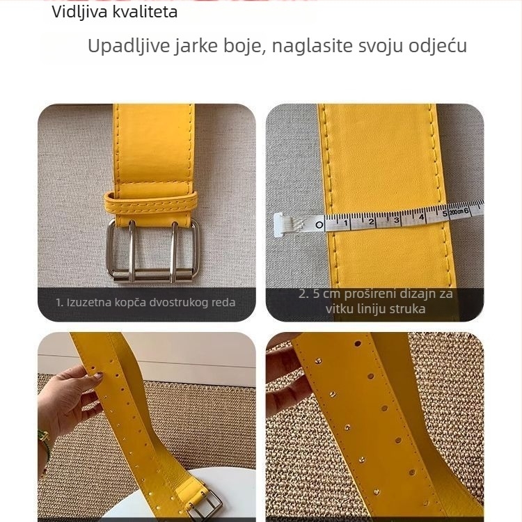 Žuti široki pojas – ukrasni dodatak za haljine i traperice
