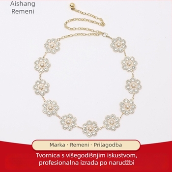 Metalni kaiš za struk s graviranim starinskim srebrnim završetkom, etnički stil, ženski pojas
